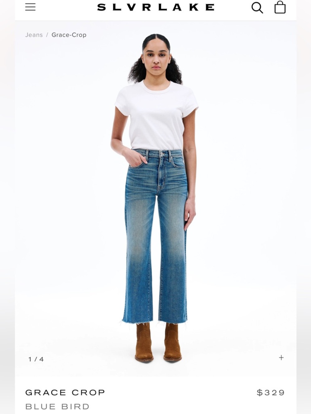 SLVRLAKE Grace Crop in Blue Bird 26